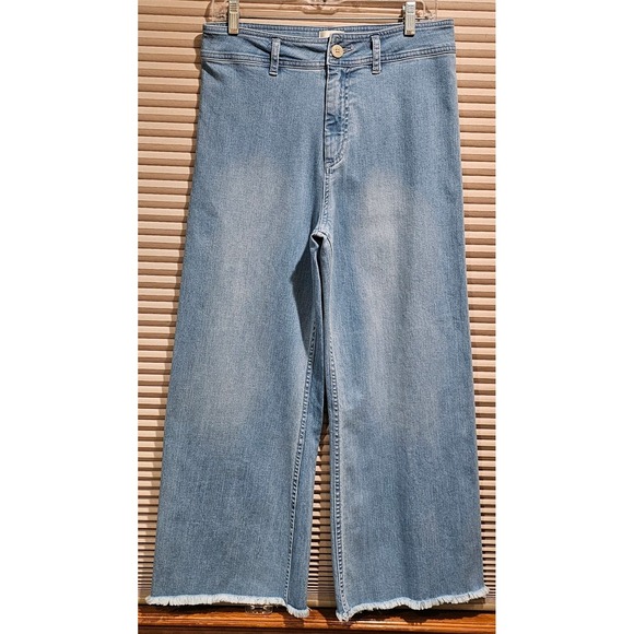INDUSTRY Denim - Industry Wide Leg Raw Hem Womens 6 High-Rise Light Wash Denim Jeans